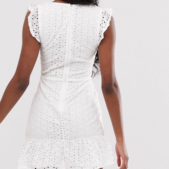 Parisian Tie Front Eyelet White Dress - Picture 2 of 4